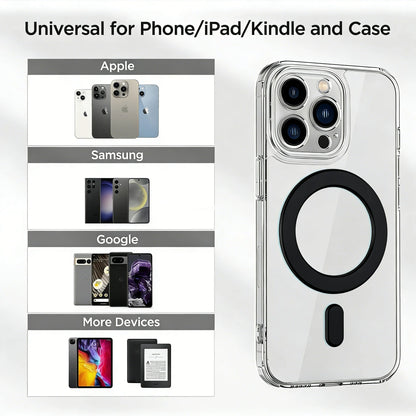 Magnetic Ring Sticker - Magsafe Compatible, Universal Adapter for Iphone 16-12 Series, Samsung Galaxy, Pixel & Phone Cases
