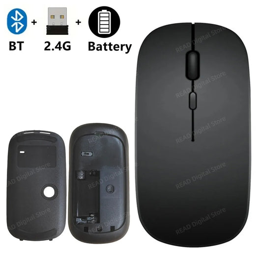 Bluetooth-Compatible 2.4G Computer Wireless Mouse Portable Rechargeable/Battery Dual Mode Cordless Mice for Ipad Laptop Desktop