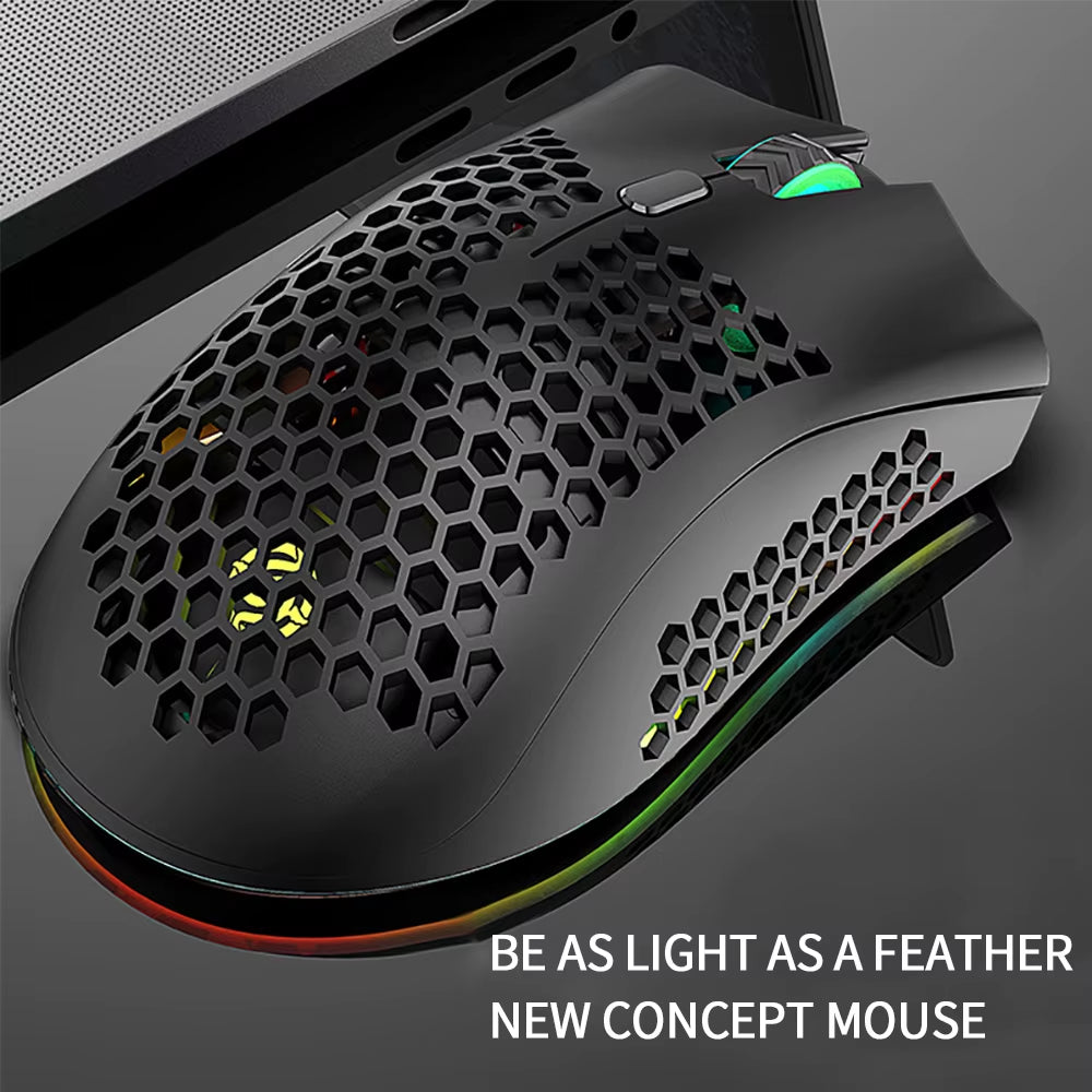 USB 2.4G Wireless Gaming Mouse BM600 RGB Light Rechargeable Mouse 800-1200-1600DPI for Desktop PC Computers Notebook Laptop