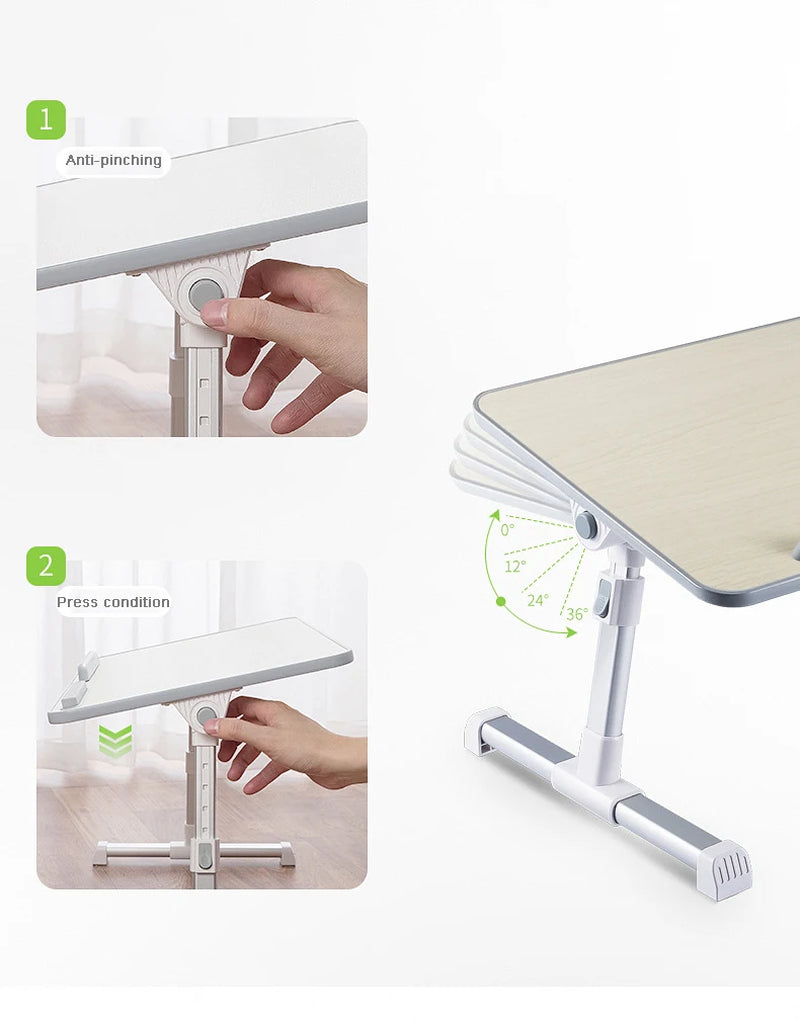 Laptop Desk for Bed Adjustable Computer Tray Foldable Bed Desk for Laptop Notebook Portable Laptop Table with Cooling Fan