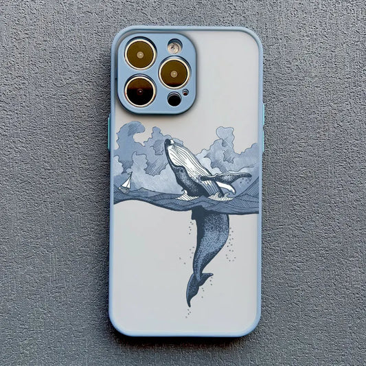 Ocean-Inspired Turtle Phone Case for iPhone 11, 12, 13, 14, 15, 16, 17 Pro Max, Mini, Plus, X, and XR - Sea Blue Design