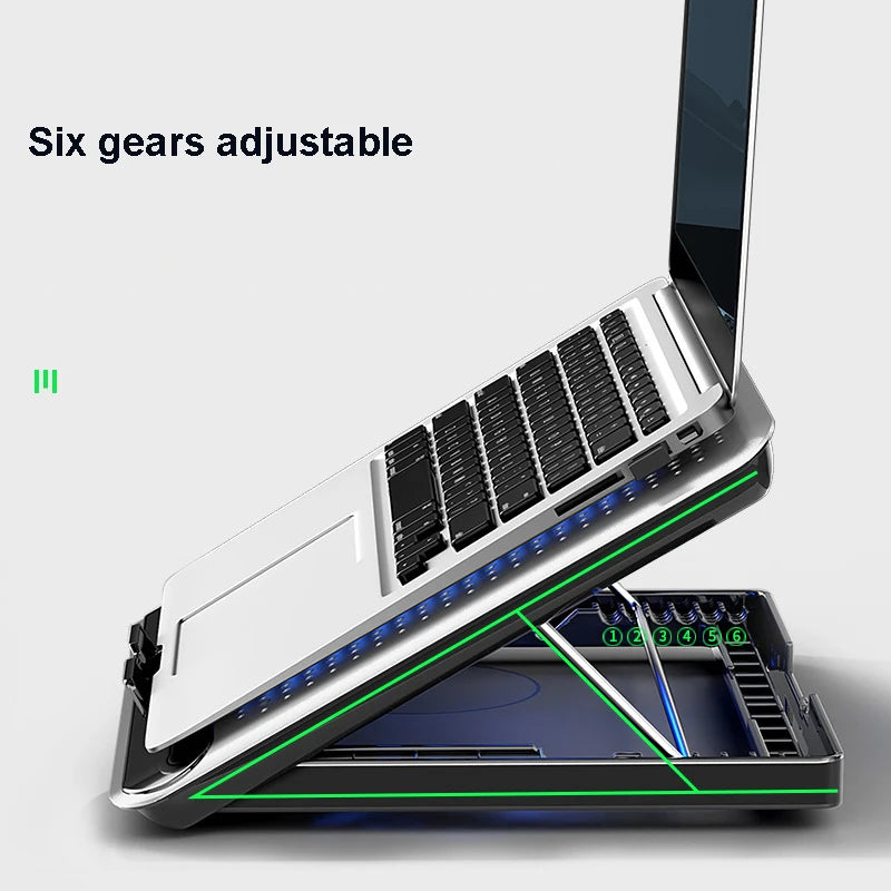 Metal Panel Laptop Cooler Stand Gaming Laptop Cooling Fan Laptop Cooling Pad 17 Inch Notebook Cooler Stand for Gaming