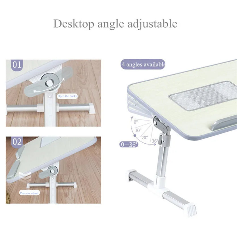 Laptop Desk for Bed Adjustable Computer Tray Foldable Bed Desk for Laptop Notebook Portable Laptop Table with Cooling Fan