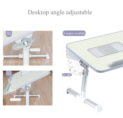 Laptop Desk for Bed Adjustable Computer Tray Foldable Bed Desk for Laptop Notebook Portable Laptop Table with Cooling Fan
