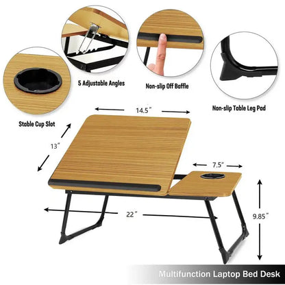 Laptop Bed Desk Foldable Portable Laptop Lap Working Desk Small Adjustable Foldable Bed Table for Laptop and Writing for Couch