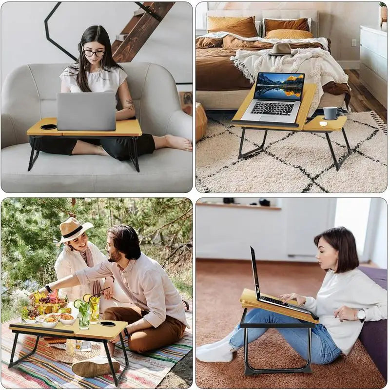 Laptop Bed Desk Foldable Portable Laptop Lap Working Desk Small Adjustable Foldable Bed Table for Laptop and Writing for Couch
