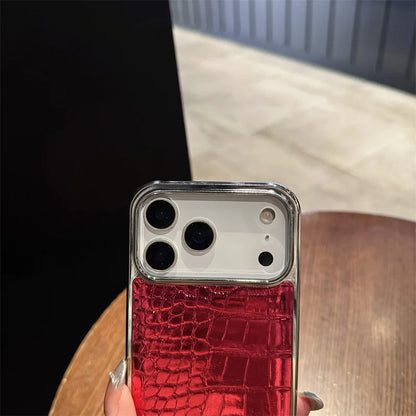 Plating Colorful Bright Surface Crocodile Texture Phone Cases for Iphone 17 Air 16 15 14 plus 13 12 11 Pro Max Shockproof Cover